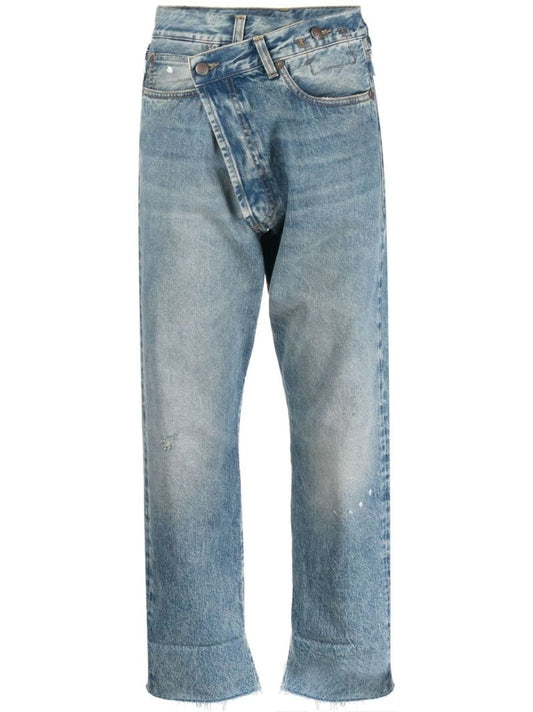 Crossover Asymmetric High-rise Straight-leg Jeans