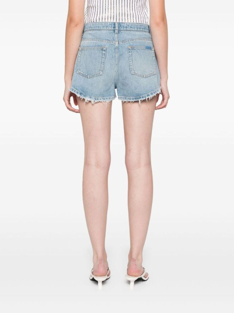 Frayed Cotton Denim Shorts
