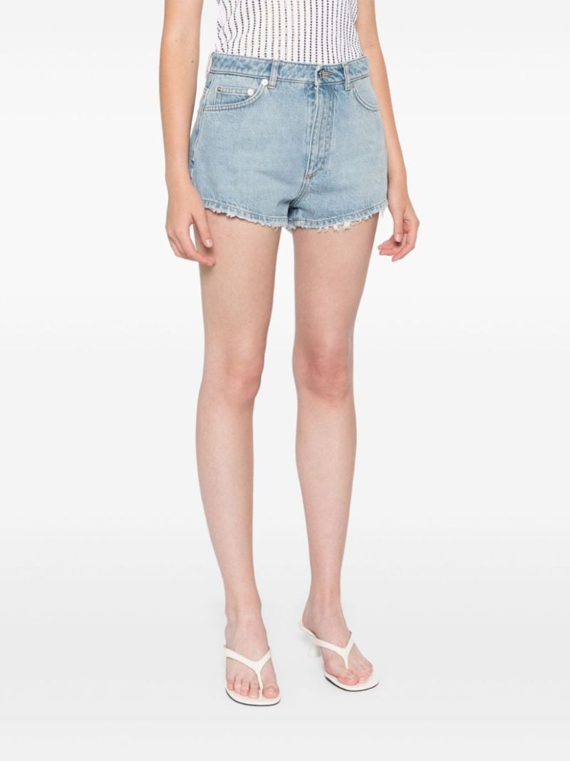 Frayed Cotton Denim Shorts