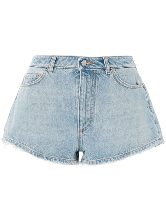 Frayed Cotton Denim Shorts