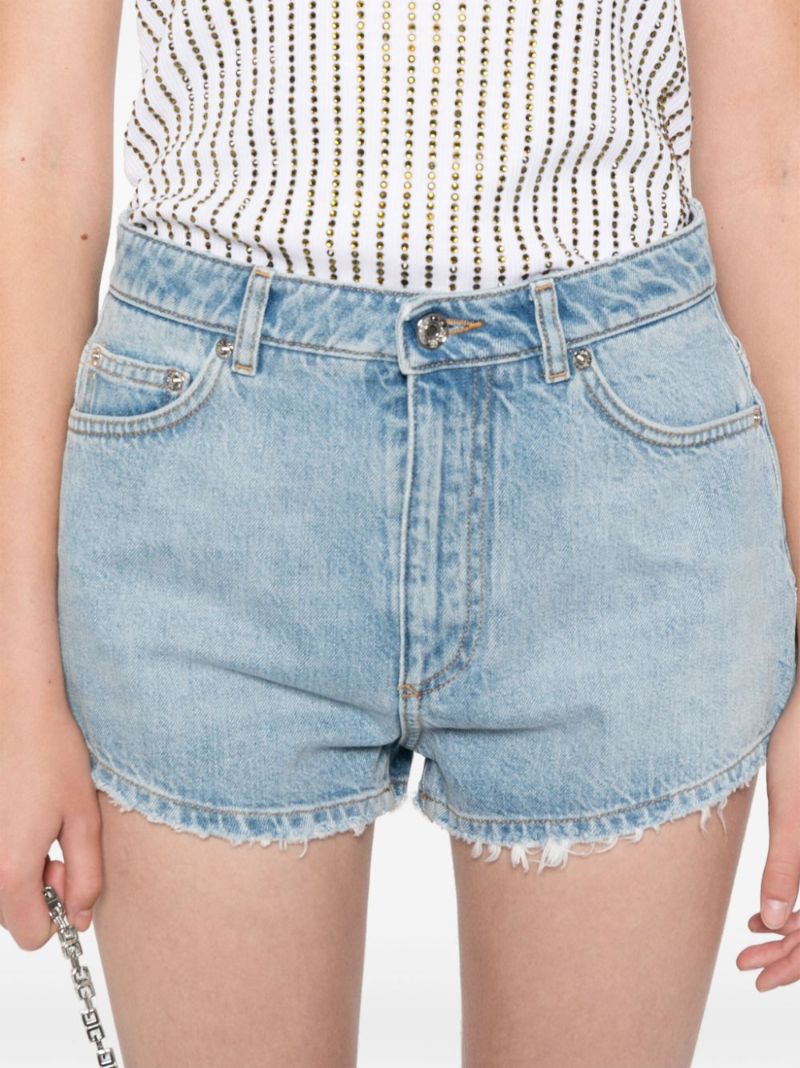Frayed Cotton Denim Shorts