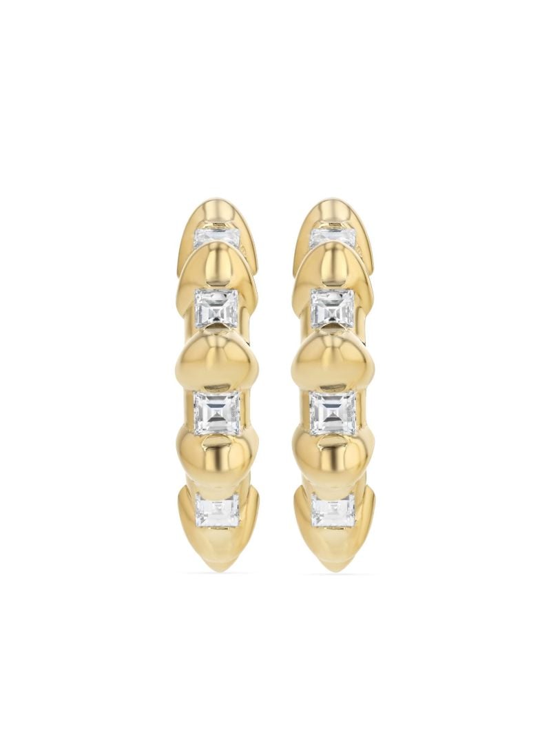 18k Yellow Gold Bubble Bar Hoop Earrings