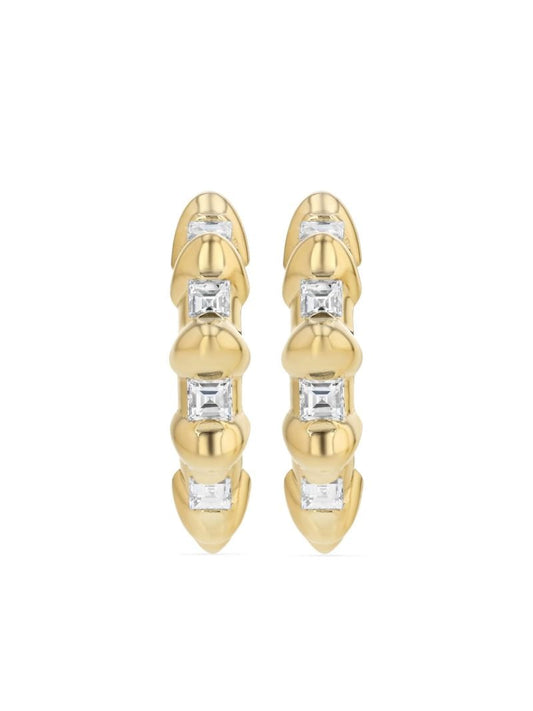 18k Yellow Gold Bubble Bar Hoop Earrings