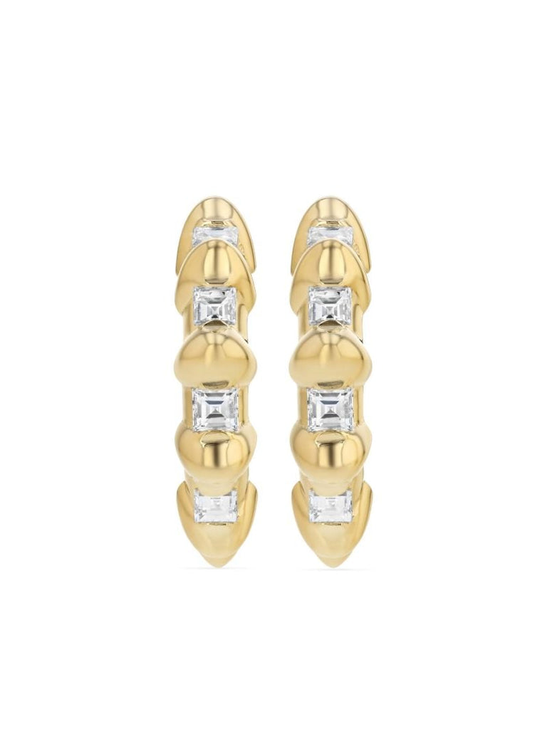 18k Yellow Gold Bubble Bar Hoop Earrings