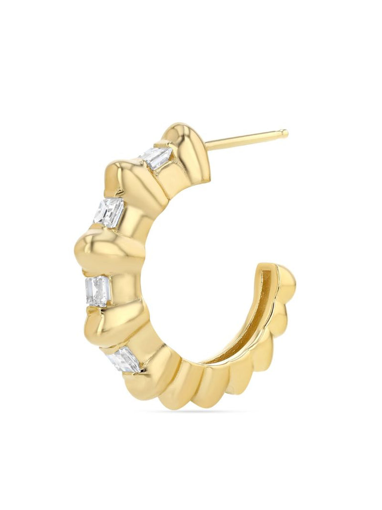 18k Yellow Gold Bubble Bar Hoop Earrings