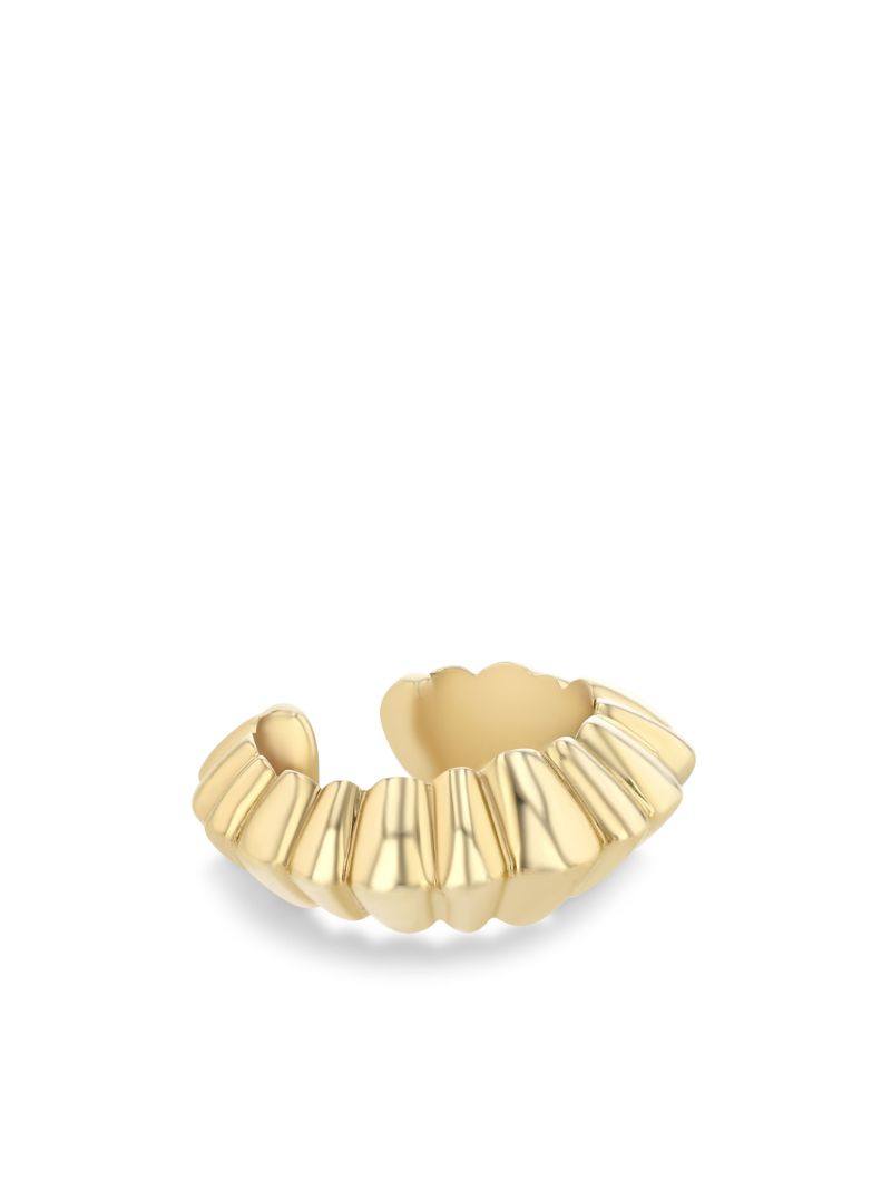 18k Yellow Gold Fluted Crescent Ear Cuff