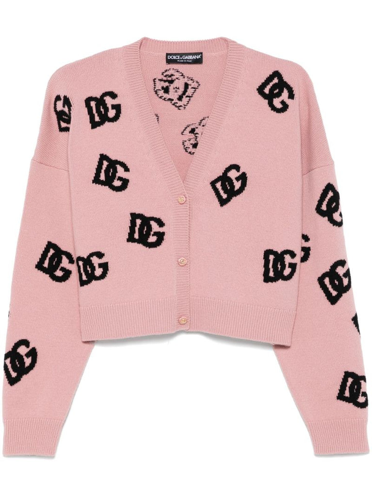 Pink Dg-intarsia Cardigan