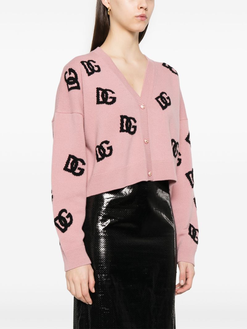 Pink Dg-intarsia Cardigan
