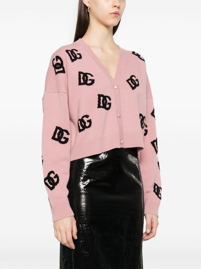 Pink Dg-intarsia Cardigan