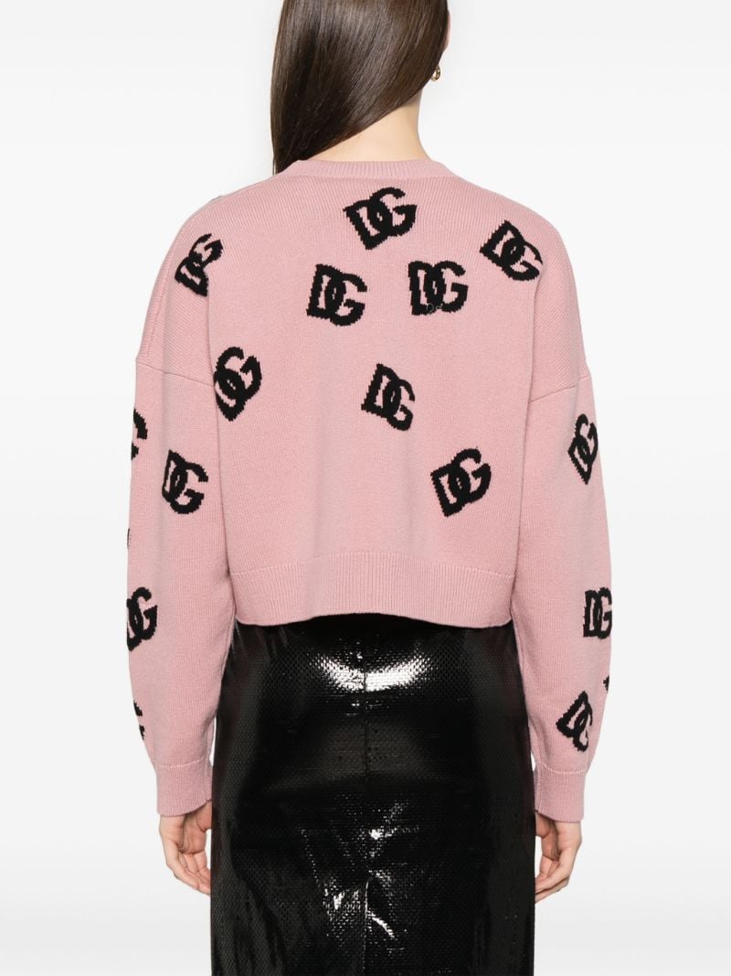 Pink Dg-intarsia Cardigan