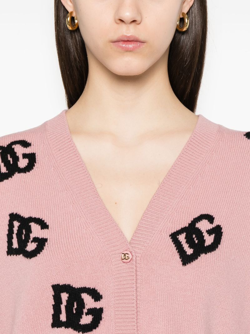 Pink Dg-intarsia Cardigan