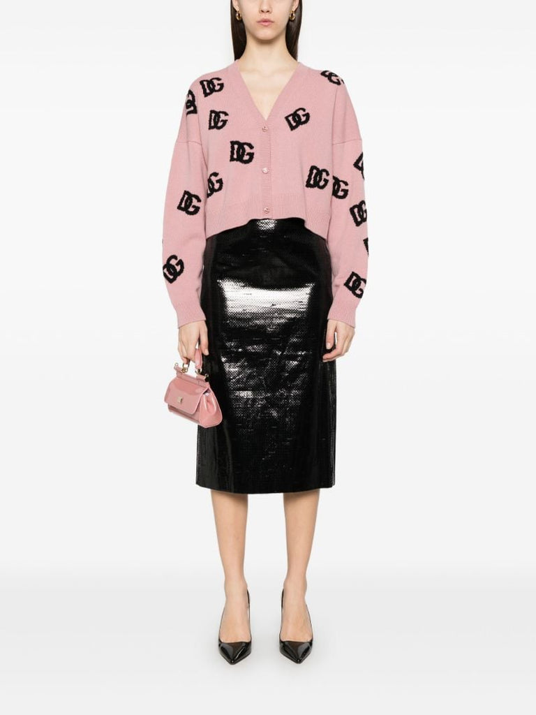 Pink Dg-intarsia Cardigan