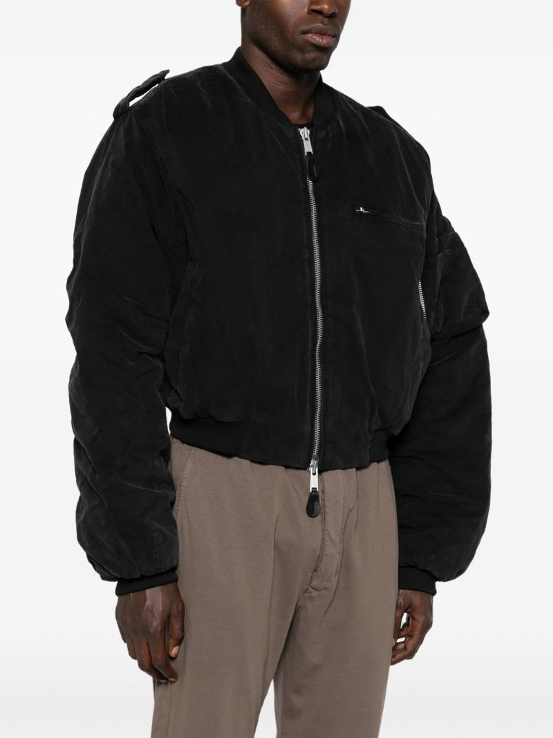 Black Cropped Bomber Jacket