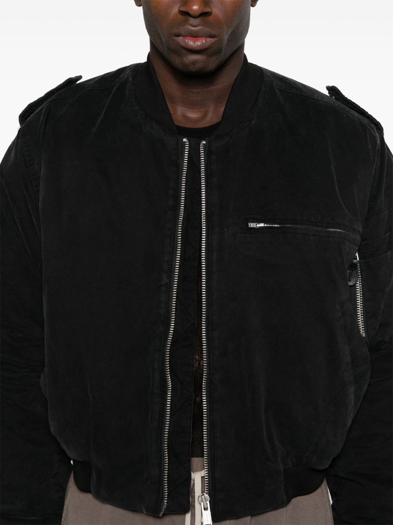 Black Cropped Bomber Jacket