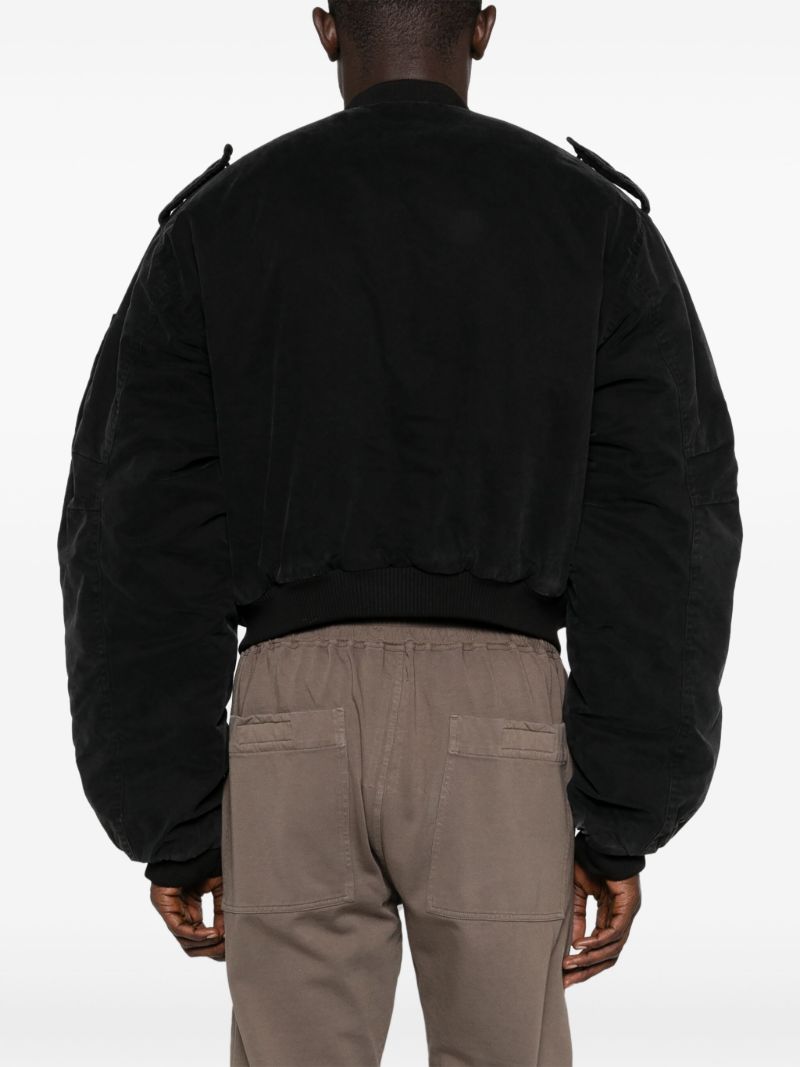 Black Cropped Bomber Jacket