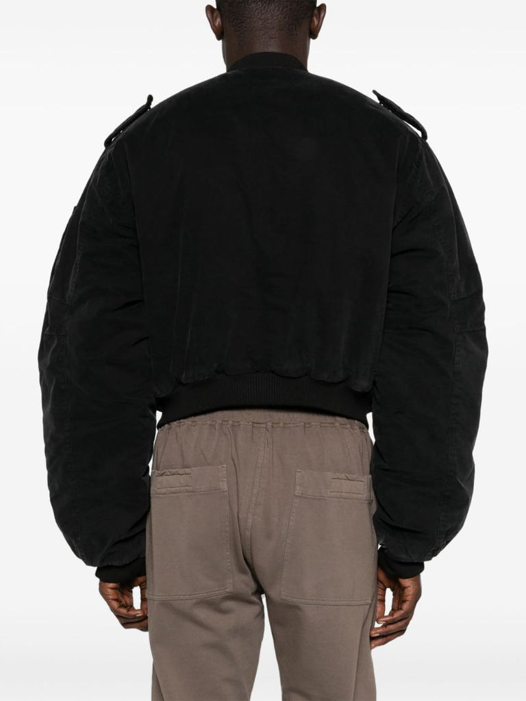 Black Cropped Bomber Jacket