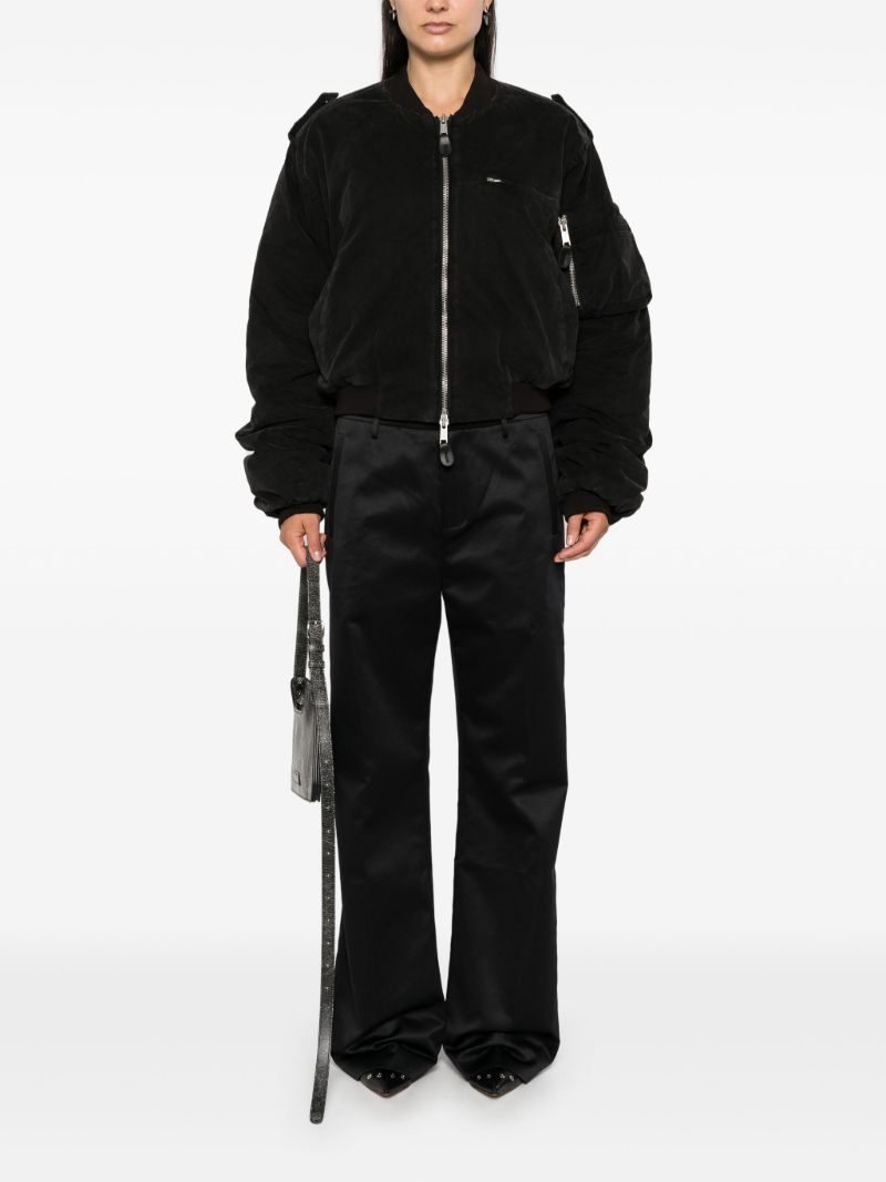 Black Cropped Bomber Jacket