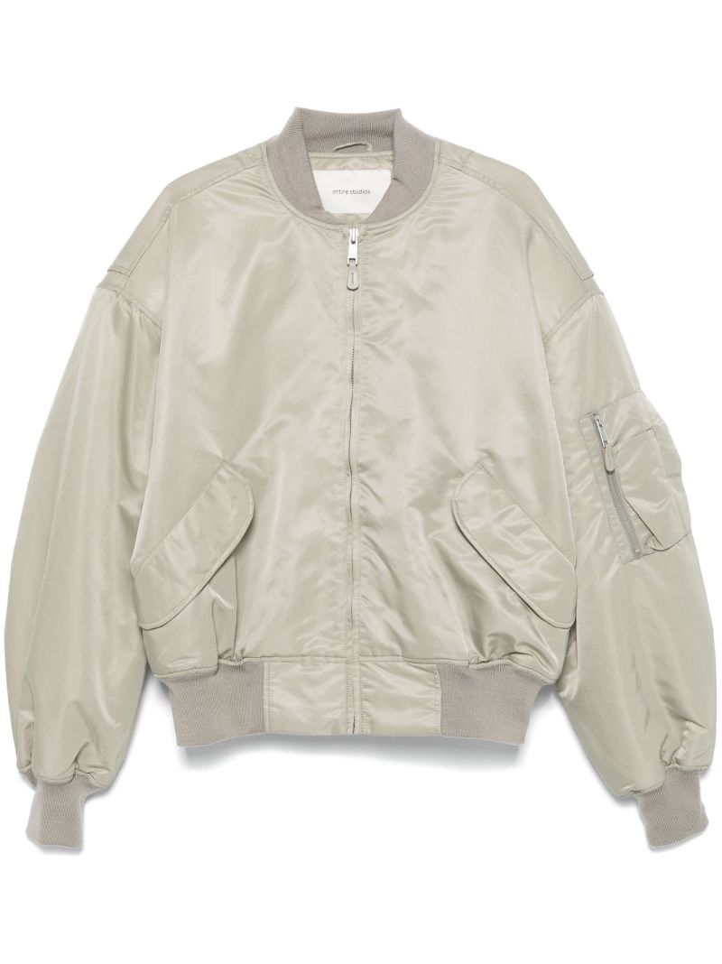 Grey Satin Bomber Jacket