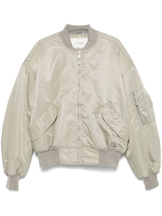 Grey Satin Bomber Jacket