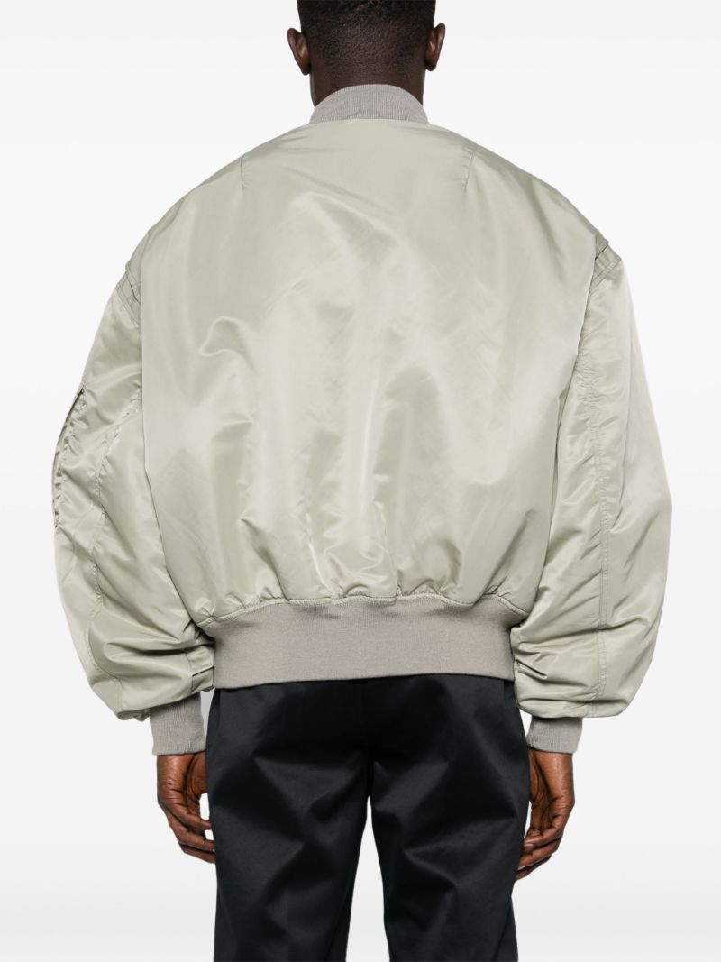 Grey Satin Bomber Jacket