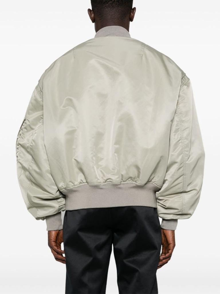Grey Satin Bomber Jacket