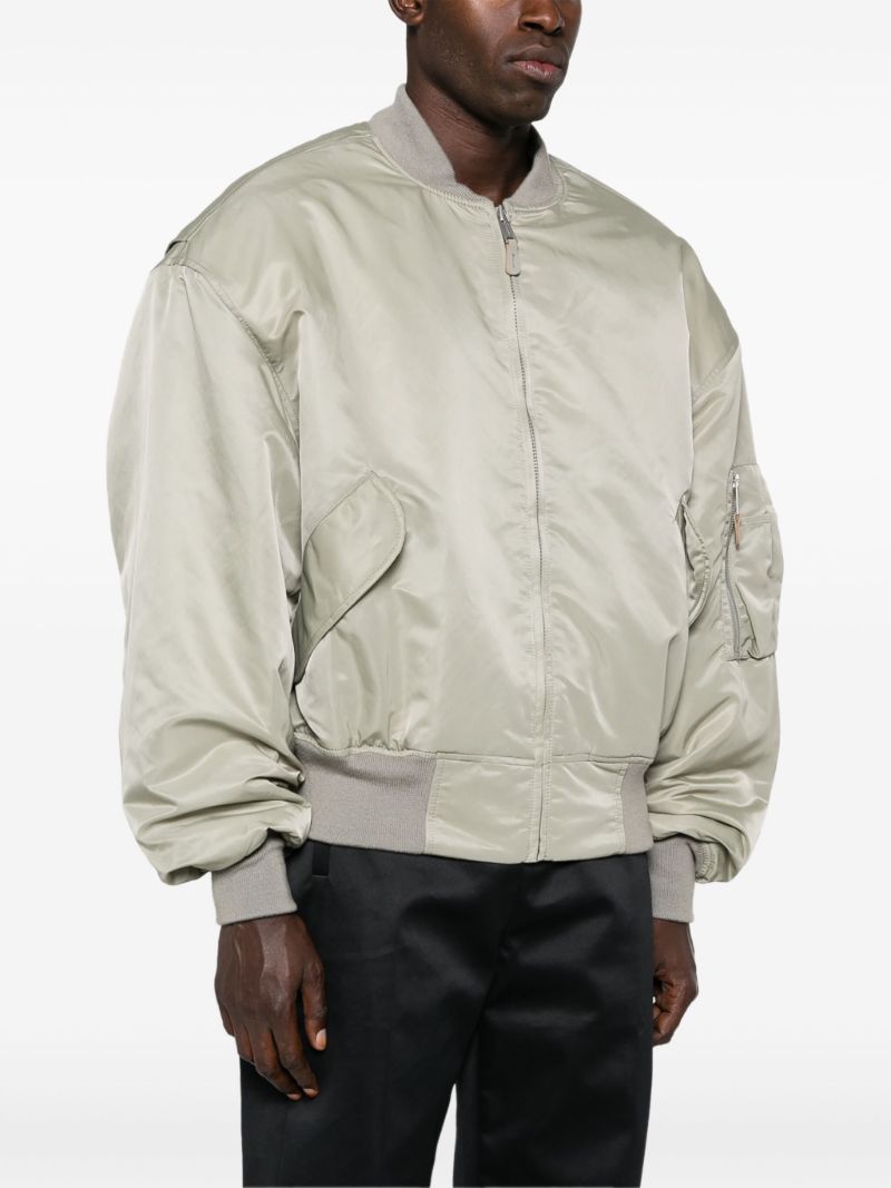 Grey Satin Bomber Jacket