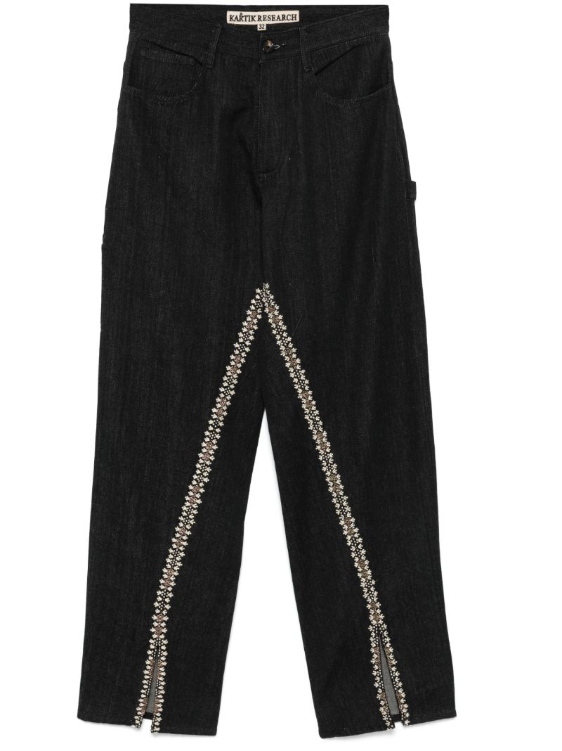 Floral-embroidered Jeans