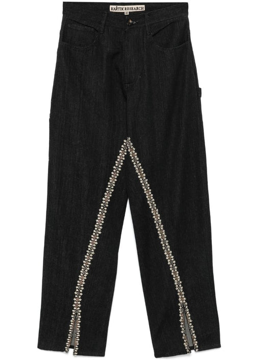 Floral-embroidered Jeans
