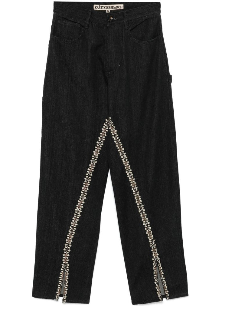 Floral-embroidered Jeans