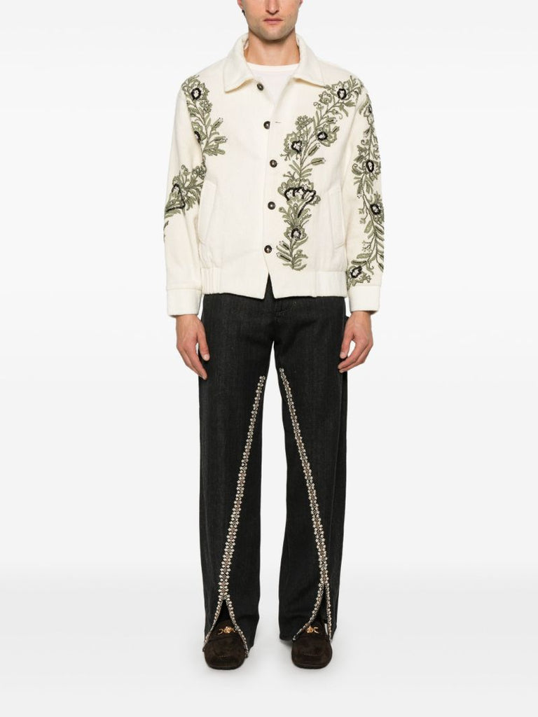 Floral-embroidered Jeans