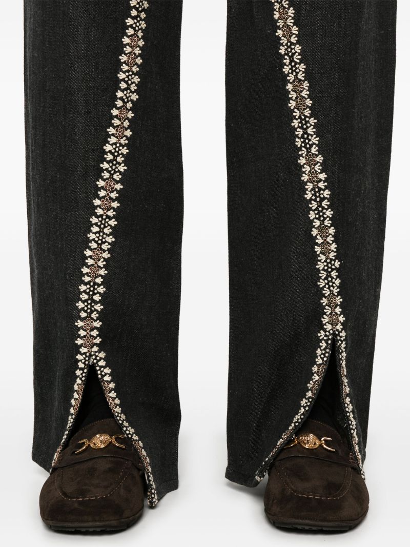 Floral-embroidered Jeans