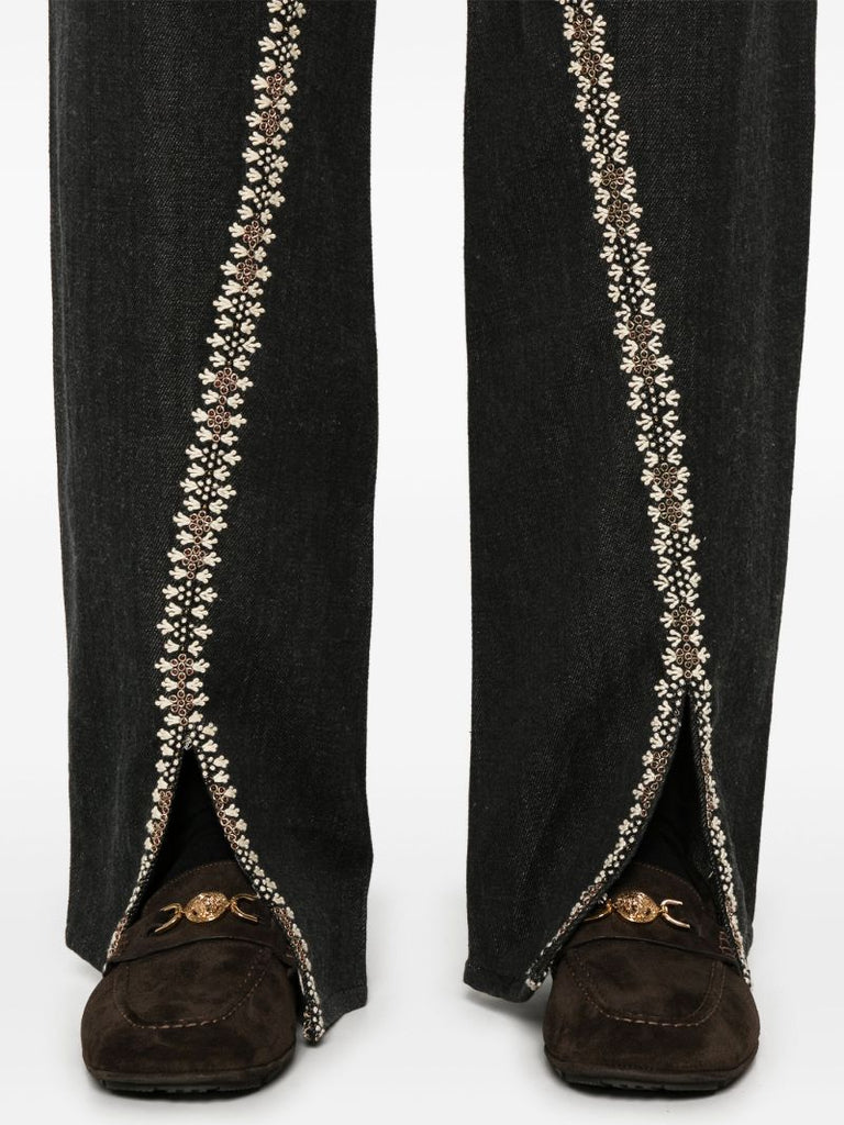 Floral-embroidered Jeans