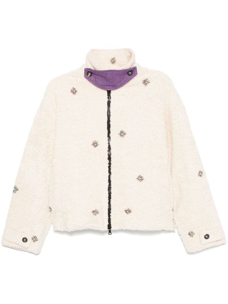 Flower-embellished Sherpa Jacket