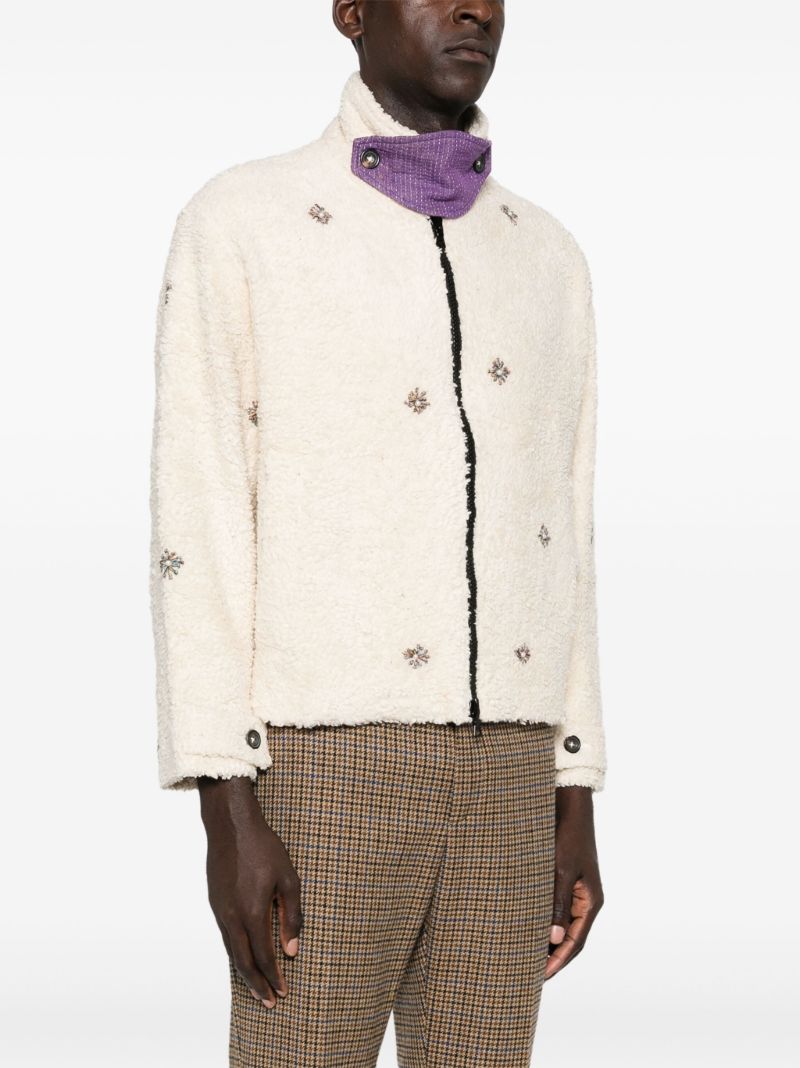Flower-embellished Sherpa Jacket