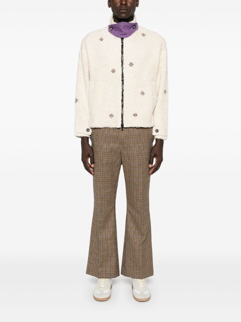 Flower-embellished Sherpa Jacket