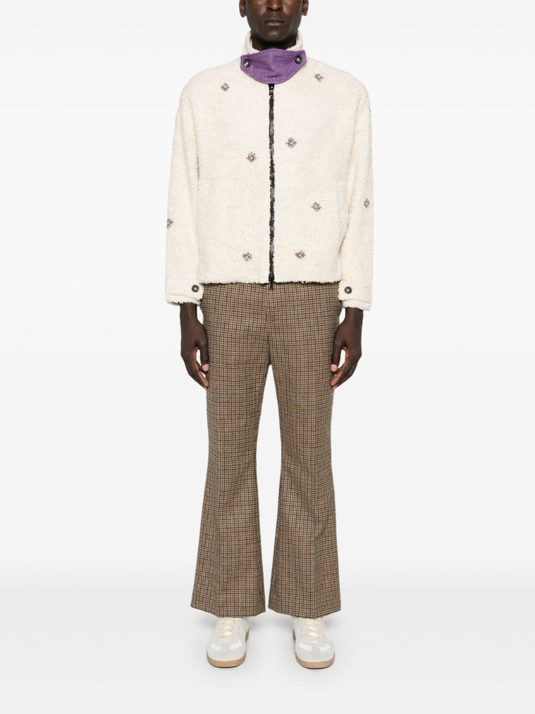 Flower-embellished Sherpa Jacket
