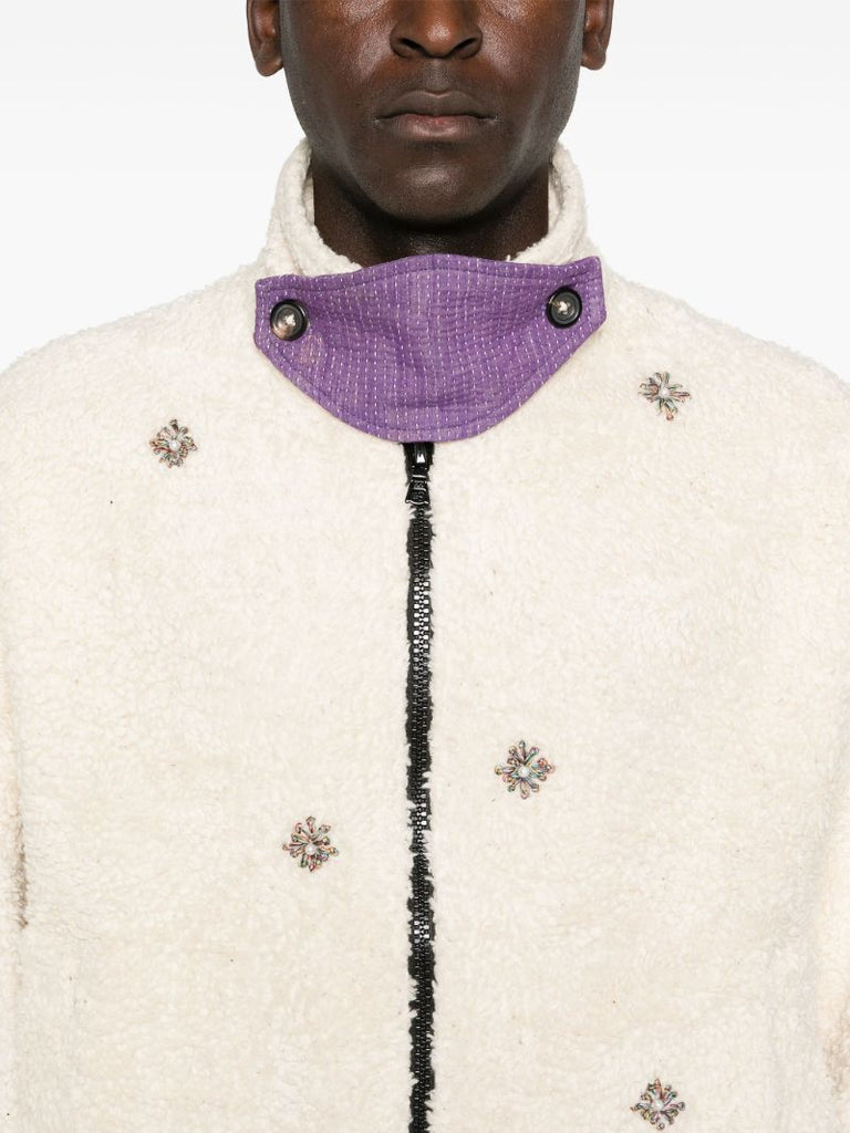 Flower-embellished Sherpa Jacket