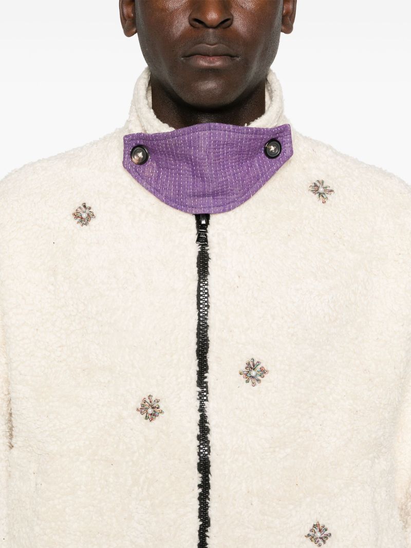 Flower-embellished Sherpa Jacket
