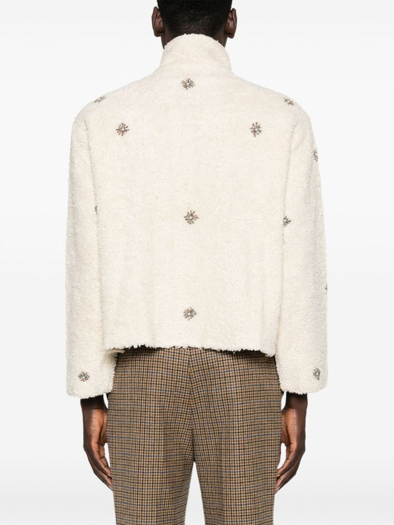 Flower-embellished Sherpa Jacket