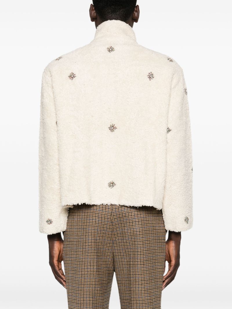 Flower-embellished Sherpa Jacket