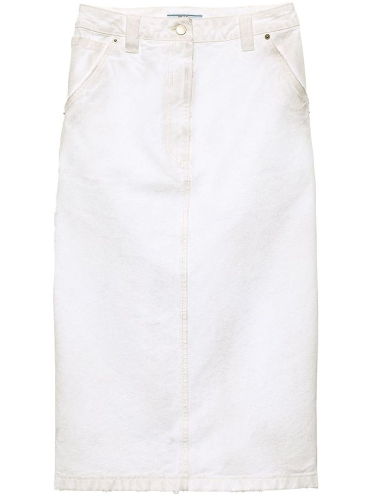 Canvas Pencil Midi Skirt