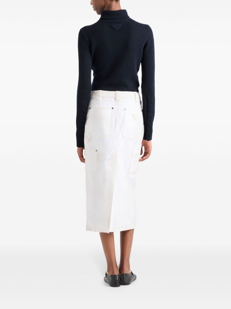 Canvas Pencil Midi Skirt