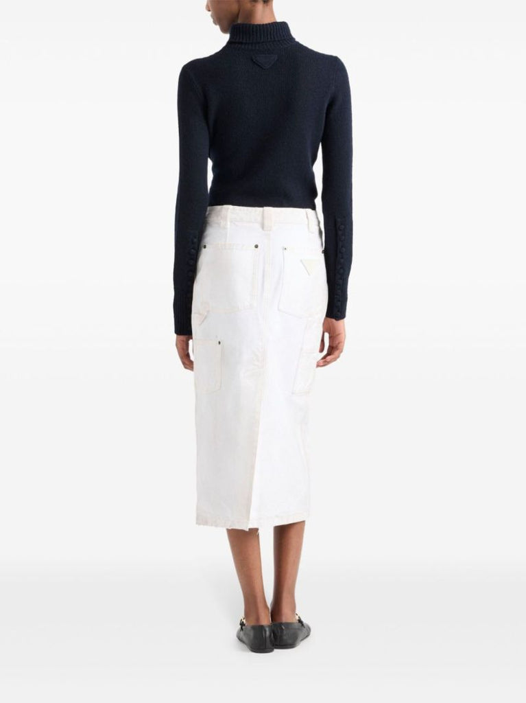 Canvas Pencil Midi Skirt