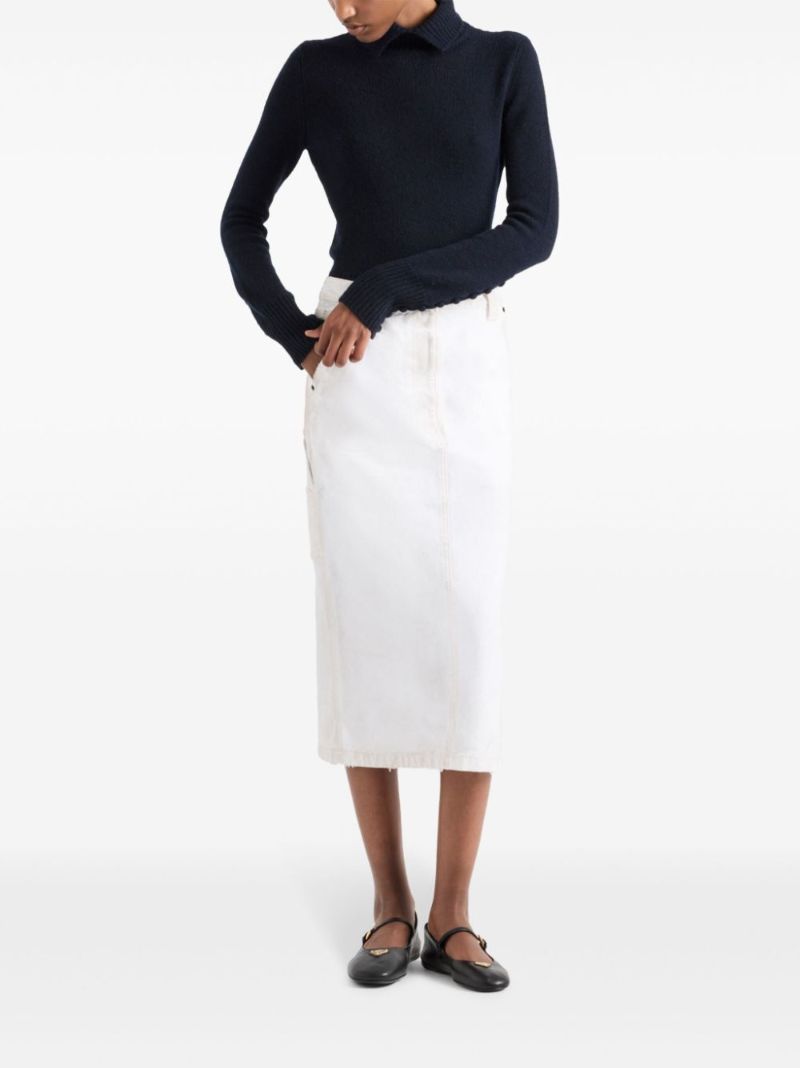 Canvas Pencil Midi Skirt