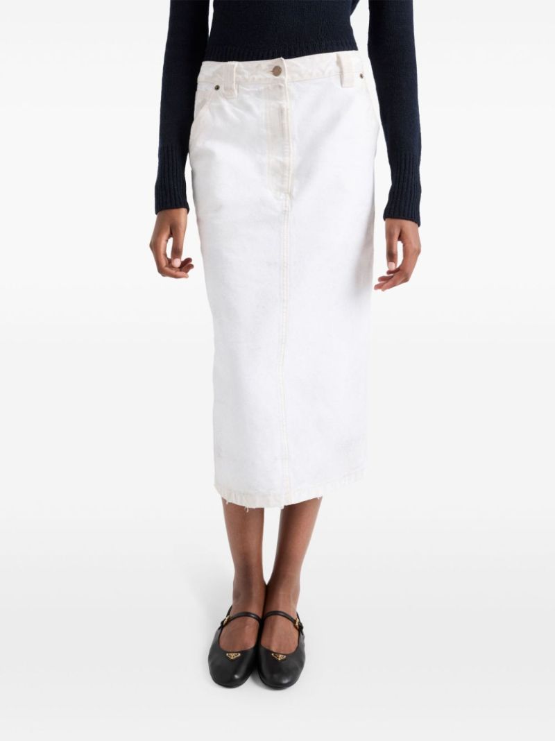 Canvas Pencil Midi Skirt