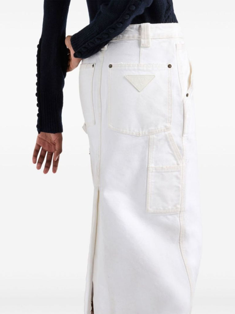 Canvas Pencil Midi Skirt