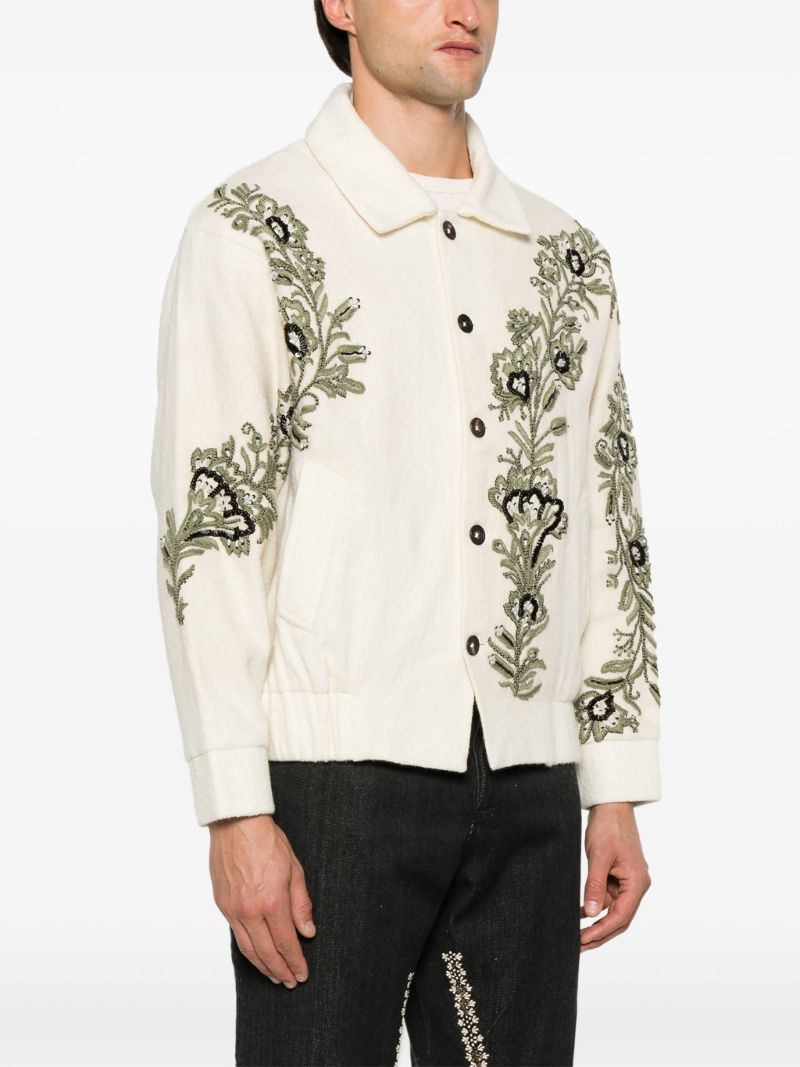 Floral-embroidered Bomber Jacket