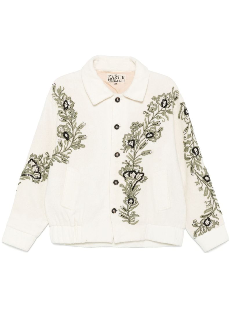 Floral-embroidered Bomber Jacket