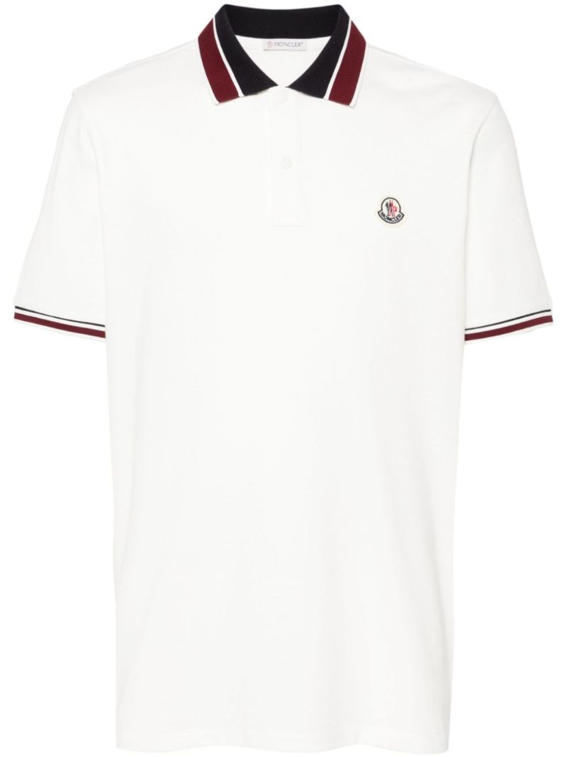 White Logo AppliquÃ_x0083_Â© Polo Shirt