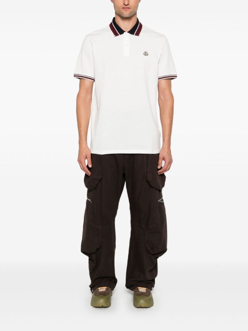 White Logo AppliquÃ_x0083_Â© Polo Shirt